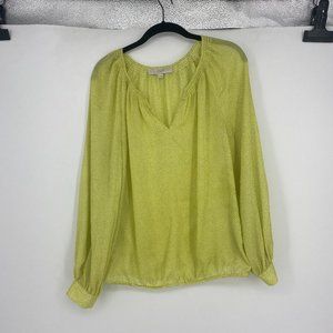 LOFT | Size S. Yellow Sheer Polka Dot Blouse